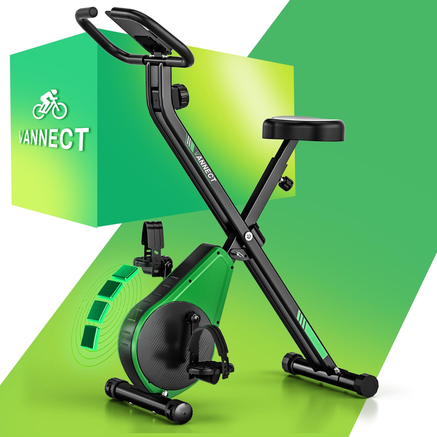 Heimtrainer Fahrrad Klappbar,VANNECT Hometrainer Fahrrad Klappbar, Ergometer Heimtrainer mit 16 Stufen Magnetwiderstand, Herzfrequenzsensor,LCD-Monitor & Komfort-Sitz für...