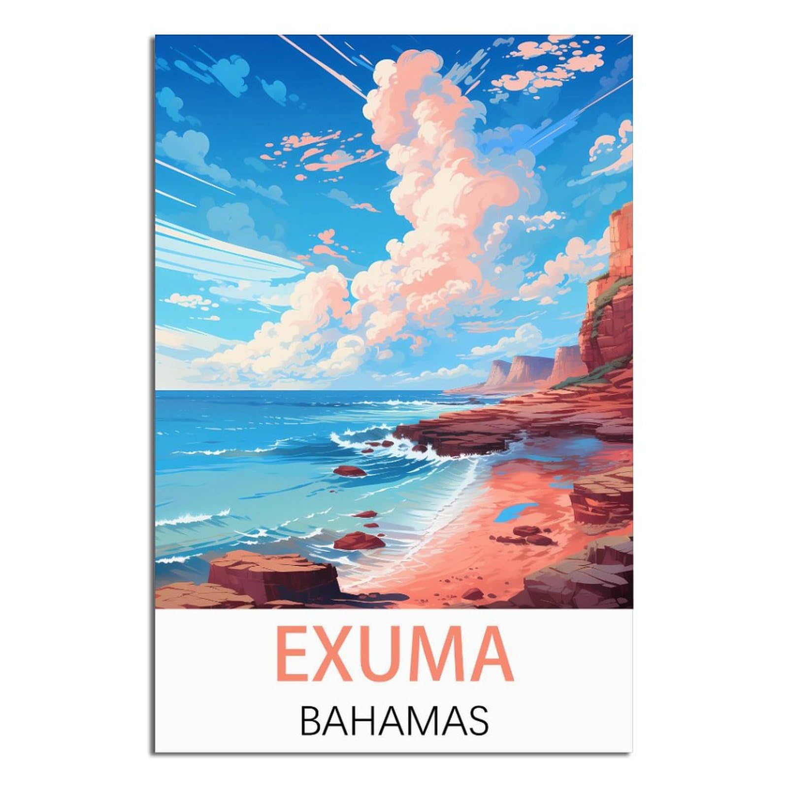 EZMLFA 5D Diamond Art Kits for Beginner,Exuma Bahamas,Beginners,DIY Full Round Drill Diamond Dot Gem Art Kits for Adults,Crafts for Decor 40x50cm