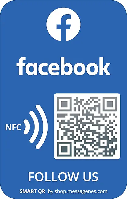 MESSAGENES Customizable Facebook QR NFC Sticker | Boost Followers | Reusable QR | 1 Rectangular Unit | Premium Quality | Ideal for Business, Showcase, Store, Wall or Window