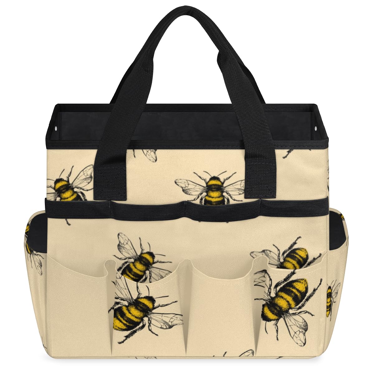 Garden Tool Tote Bag for Women Men Flying Animal Bee Gardening Tool Storage Bags with 10 Pockets Standable Garden Home Tool Kits Organizer for Indoor Outdoor Gardening Gifts