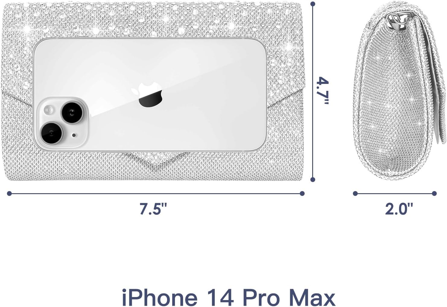 Women Evening Bag Clutch Rhinestone Envelope Party Handbag Bridal Prom Purse - Image 3