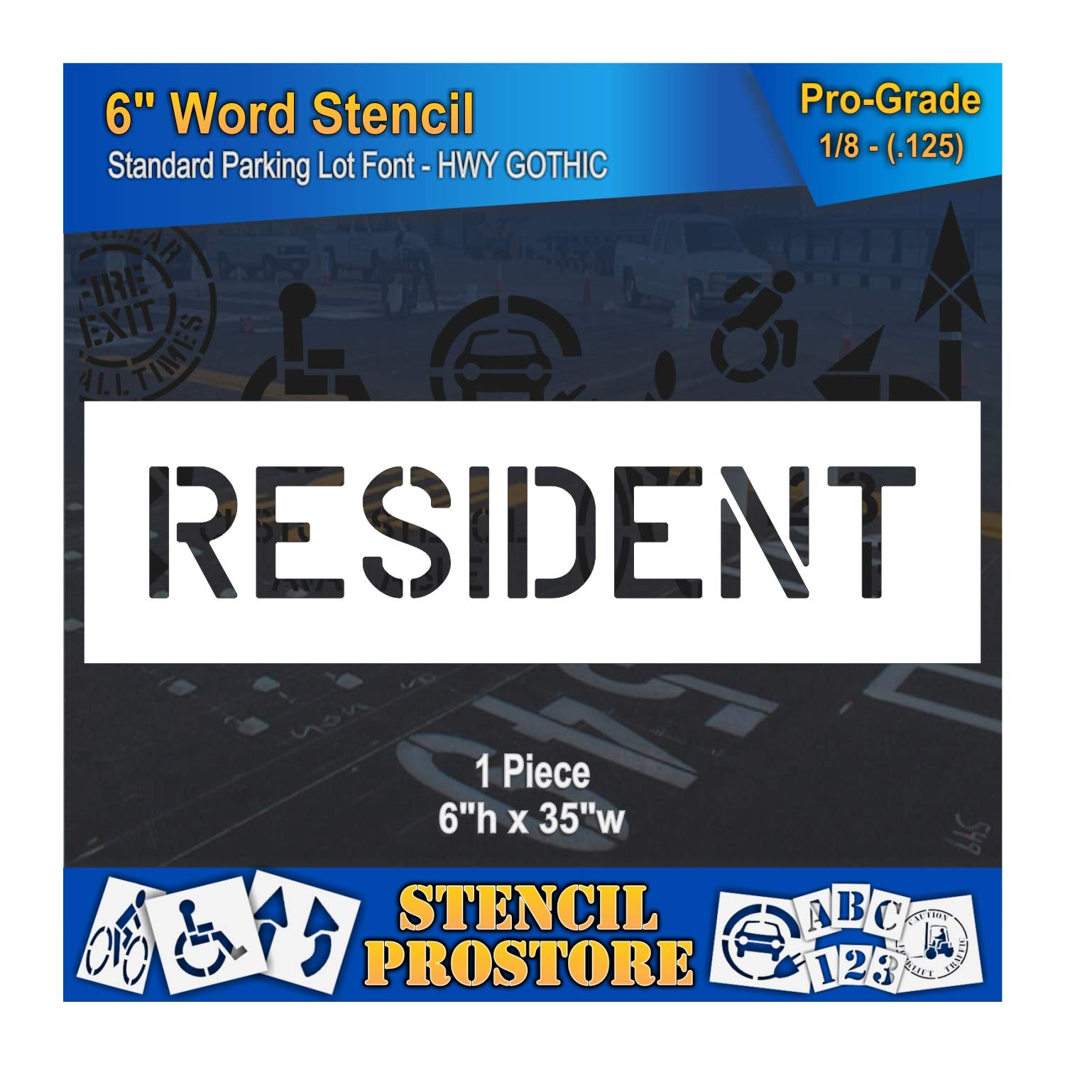 Curb and Median Stencils - 6 inch Resident Stencil - 6" x 35" x 1/8'' (128 mil) - Pro-Grade