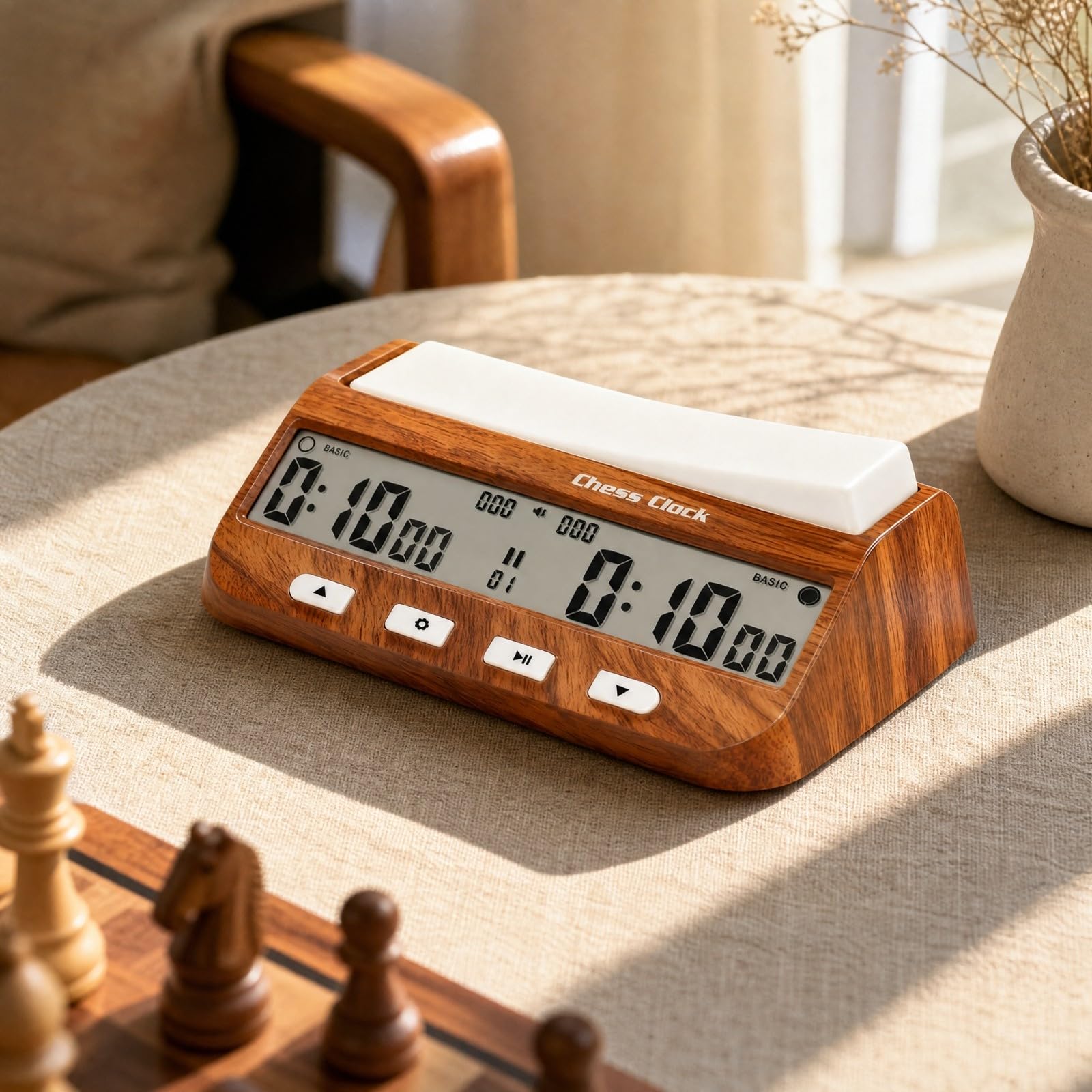 Timer Scacchi Elettronico con Conteggio Commutazione Conto Rovescia Selezione Giocatore Iniziale Memoria Preferenze Spegnimento, Scuro