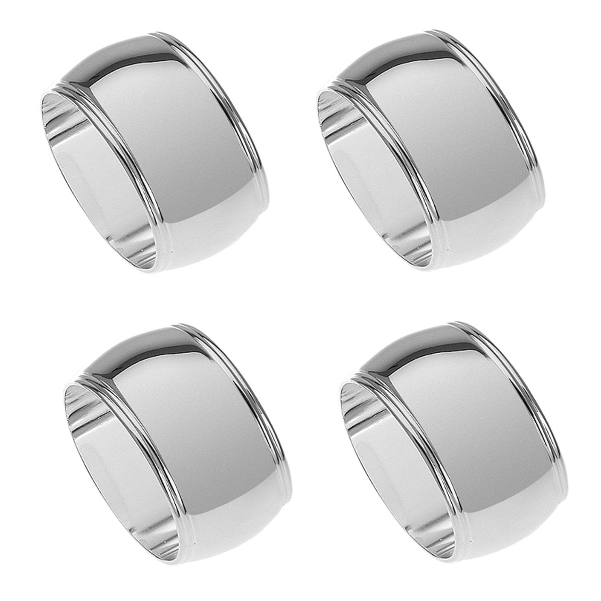 4X Serviettenringe Frankfurt, Oval 5x3 cm, Versilbert, Premium-Qualität für Stoffservietten, inkl. Geschenkverpackung