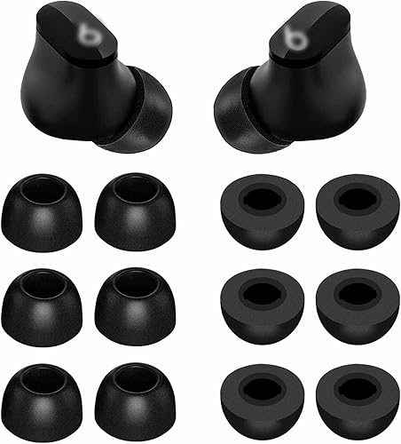 Espuma viscoelástica de repuesto de tamaño mediano compatible con Beats Fit ProStudio Buds + orejeras, cancela el ruido, ajuste cómodo sin dolor de