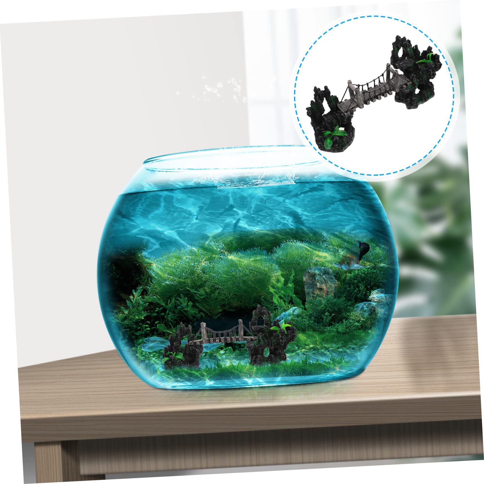 Decorazione Retro per Acquario Resina Ponte Adornato per Pesci Accessorio per Rockery e Ambientazione Naturale nel Serbatoio Acquatico