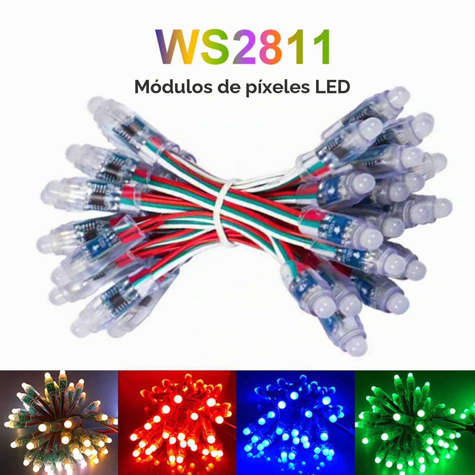 DC5V 500 unidades WS2811 de 12 mm de luz LED RGB digital difusa de píxeles LED redondos direccionables individualmente, módulo impermeable para Halloween, Navidad, cartelera, decoración de