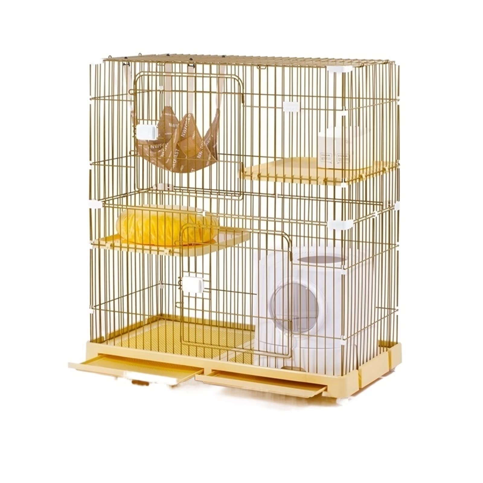 LOWLIU Gatto Cane Casa Cat Cage Super Large Free Space Home Home a Due Piani a Doppio Piano Cat Villa Cat House Gabbia per Gatti (Color : Double Storey Three Bedroom Yellow)