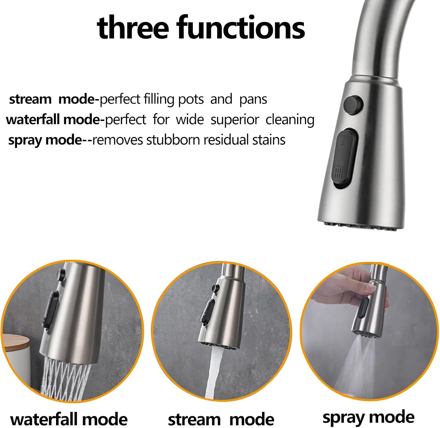 Kitchen Faucet with Pull Down Sprayer Brushed Nickel Single Handle Kitchen Sink Faucets with Pull Out Sprayer Stainless Steel Modern Commercial Farmhouse Rv Camper Sink Faucets