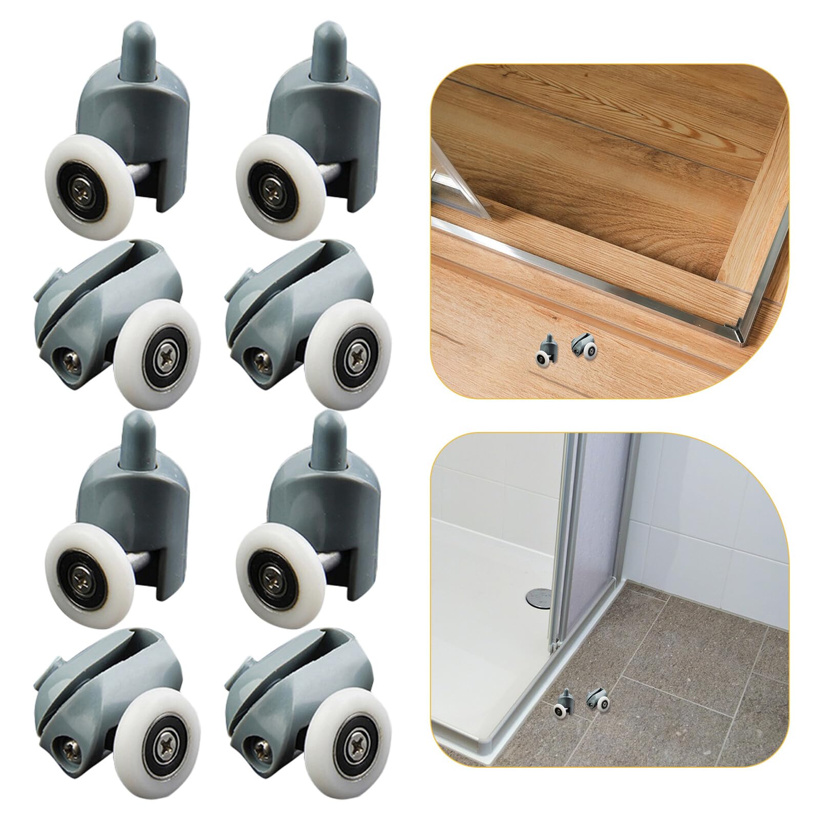 Rodillos para Puertas Correderas de Ducha 20 Piezas 10 Ruedas Superiores 10 Inferiores Diámetro 25 MM Resistentes al Agua y Corrosión Compatibles Puertas de Cristal de Baño