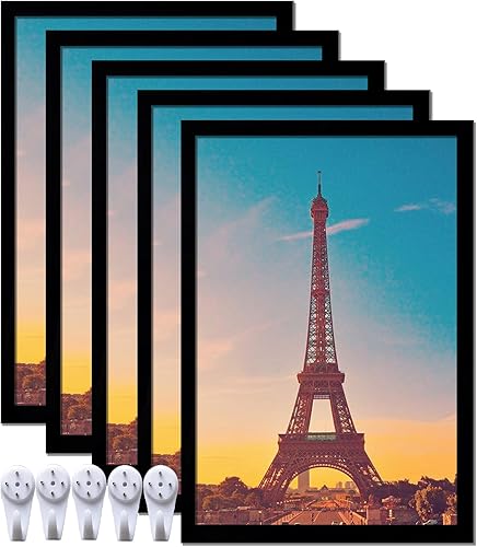 icariery Juego de 5 portarretratos de 13 x 19 pulgadas, marcos negros para pósteres de alta transparencia, verticales horizontales para pósteres,