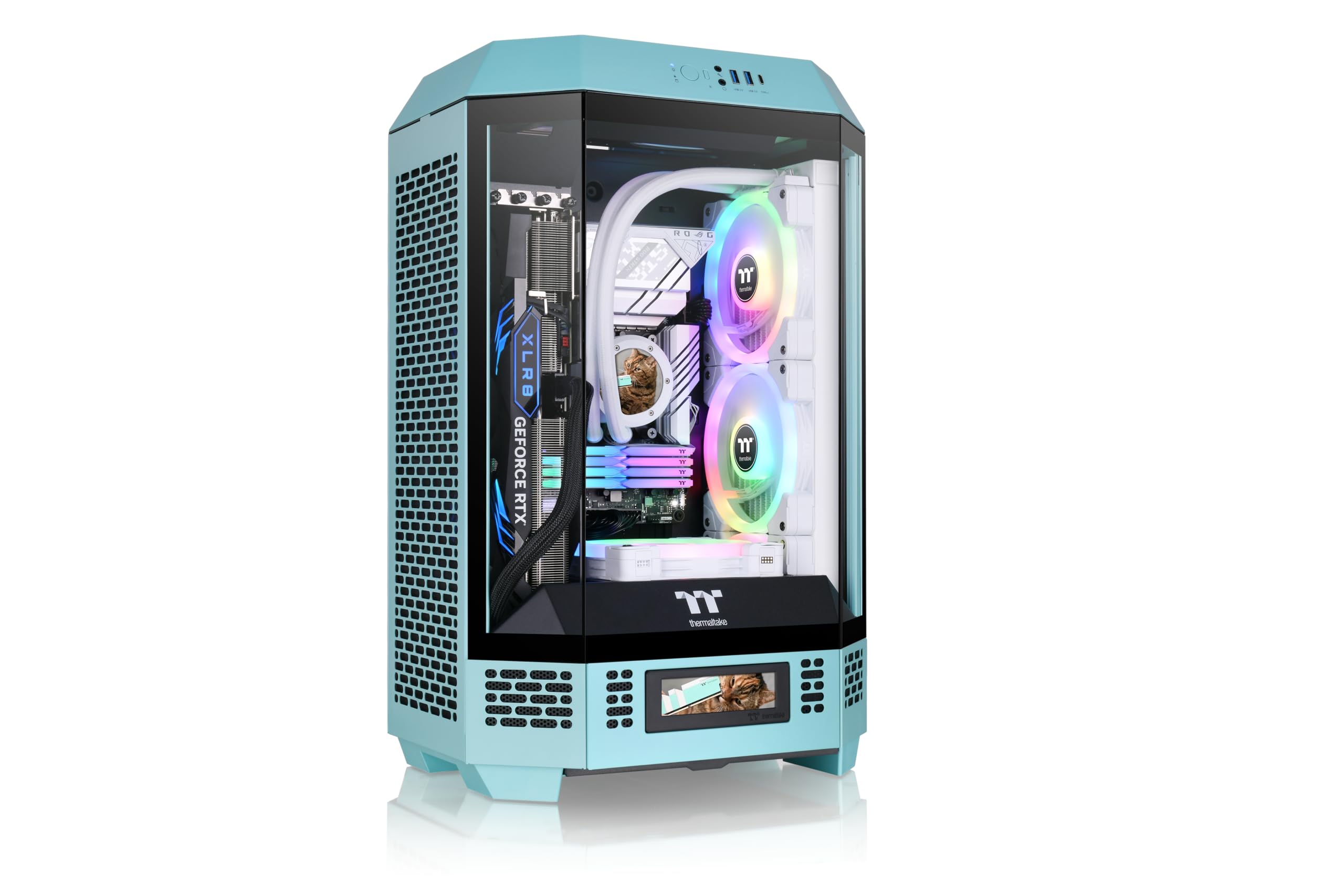 Thermaltake Tower 300 Turquoise Micro-ATX Case; 2x140mm CT Fan Included; Support Up to 420mm Radiator; Optional Chassis Stand Kit Allows Horizontal Display; CA-1Y4-00SBWN-00; 3 Year Warranty-image-48