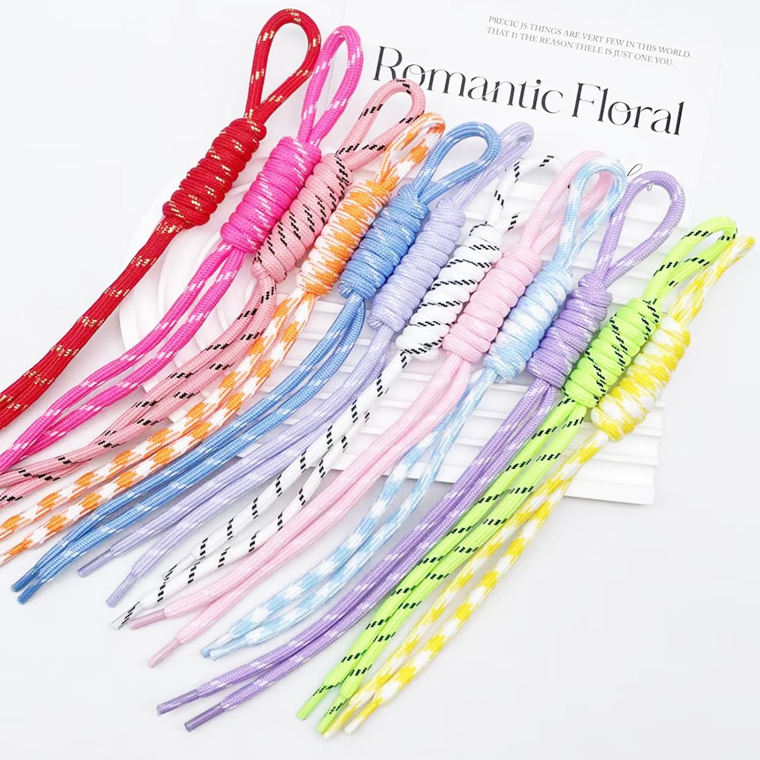 13/20/30 Pack Paracord Keychain Rope Bag Charms Colorful Braided Charms for Key Chain Purse Backpack Handbag - Image 7