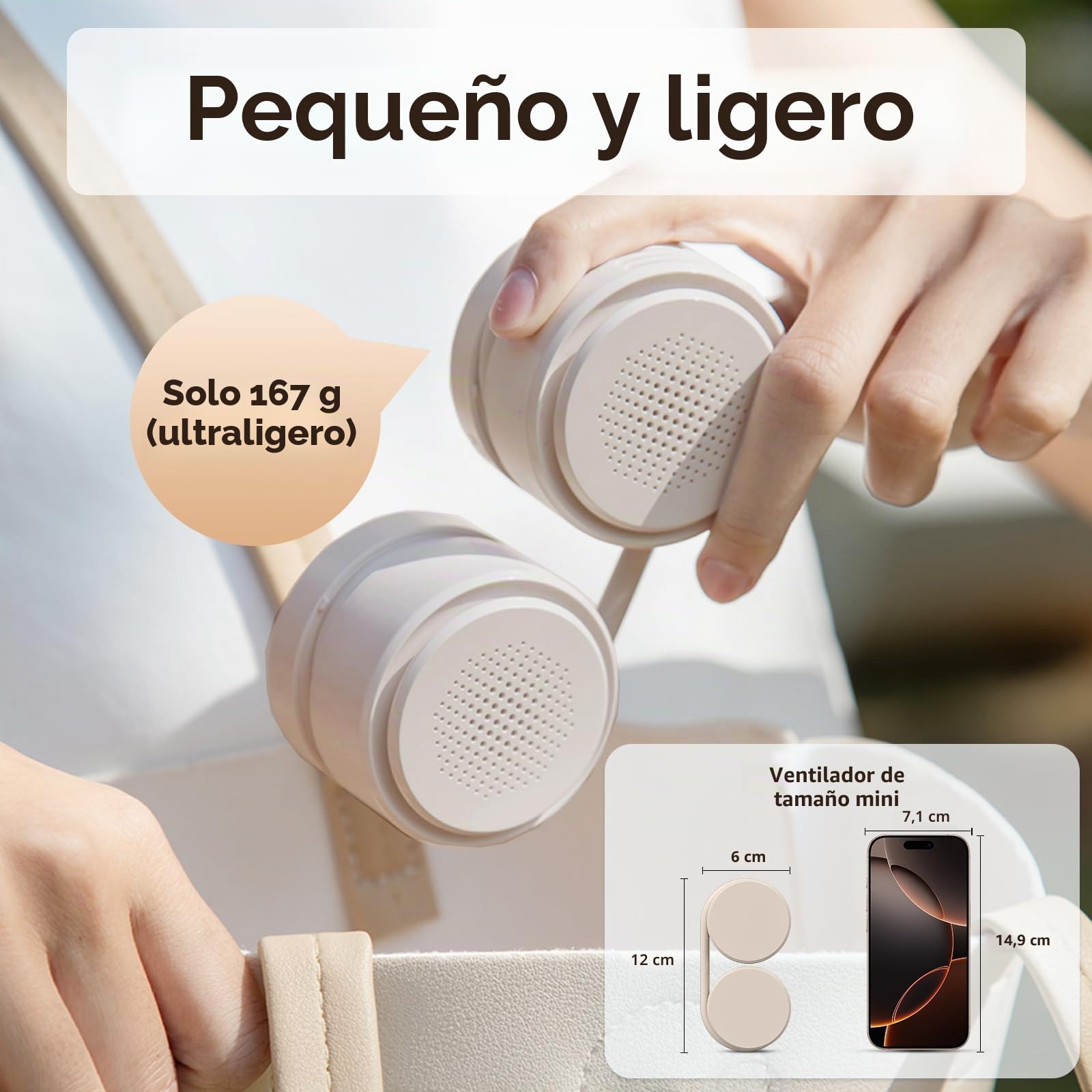 ViSSKO Ventilador de Cuello, 2000mAh Mini Portatil Ventilador Silencioso, Ajustable 3 Velocidades & 360° Flujo de Aire, Cuello Ventilador Sin Aspas para Viajes Deporte Oficina Hogar - Blanco