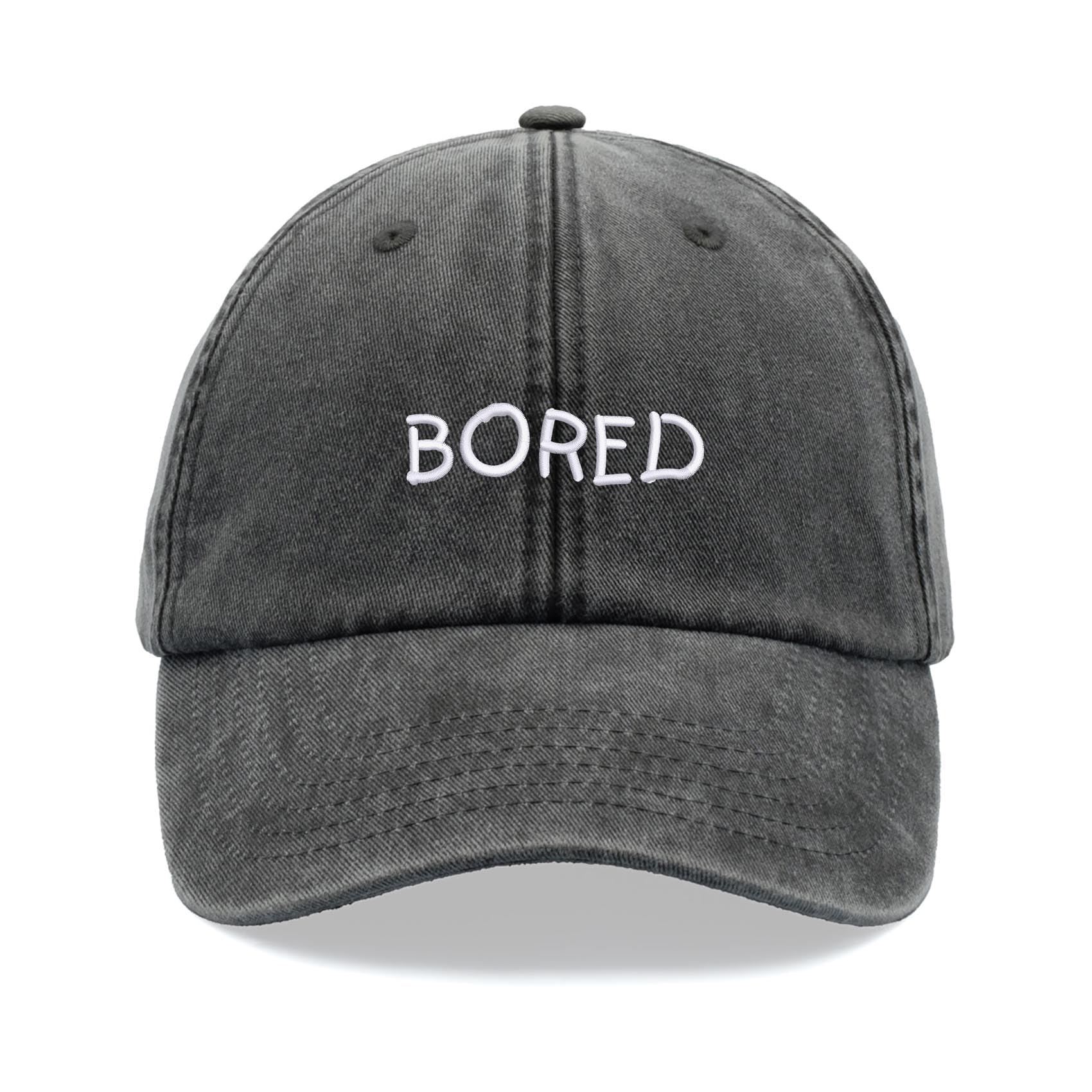 Bored Baseball Cap Vintage Washed Unisex Dad Hat Low Profile Adjustable Black