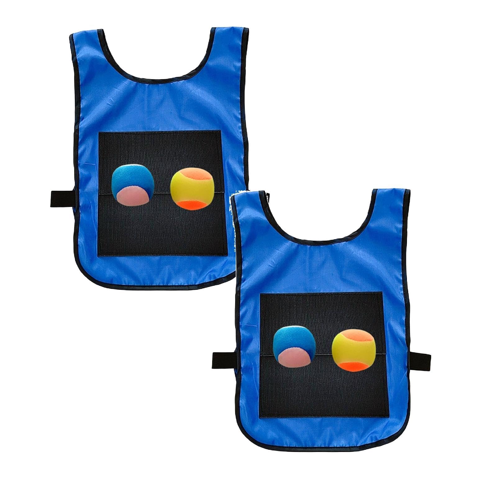 2 Pcs Sticky Ball Vest Set, Dodgeball and Catch Games, Ball Toss Game Props, for Outdoor Games, School Activities, Family (Blue)