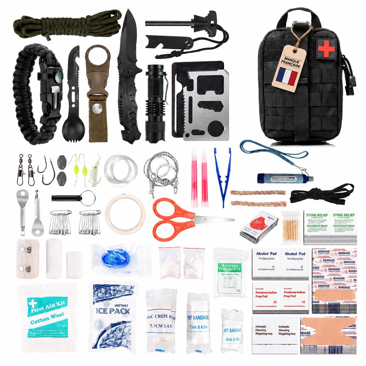 Kit de Survie Complet Catastrophe 72h Trousse de Secours Complete Urgence | Kit survie complet et sac survie robuste pour toute la famille. First aid kit survival kit urgence Survie materiel militaire