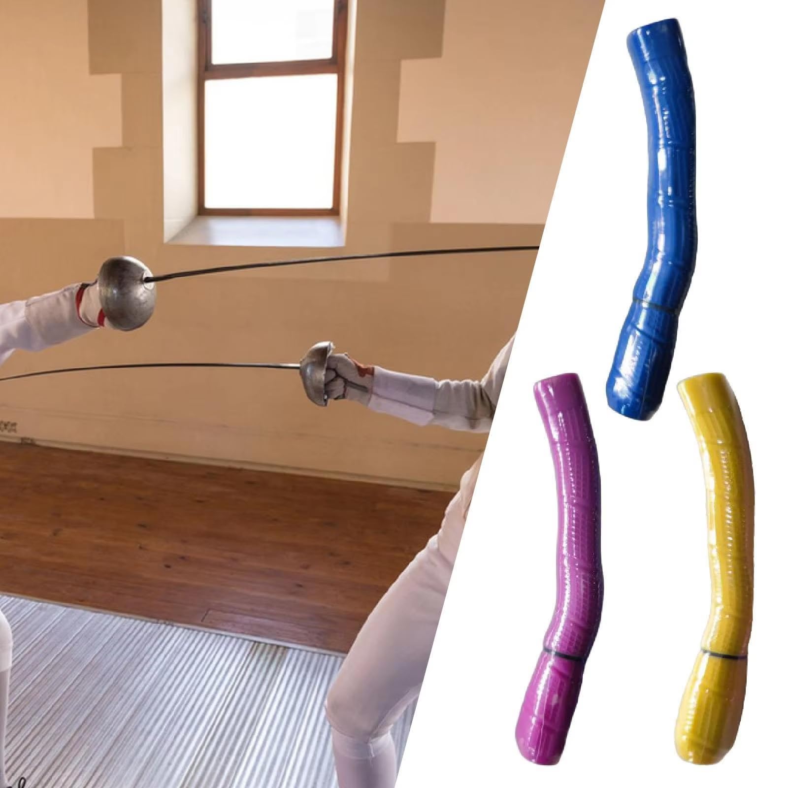 Gummizaun-Folien-Säbel, Epee-Griff, bequemer Griff, gebogener gerader Griff, Trainingszubehör, Zaunausrüstung, Trainingszubehör