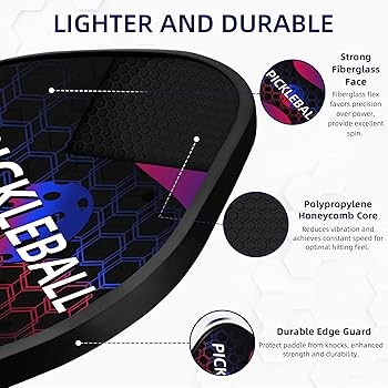 Set De 4 Raquettes De Pickleball Topfinder - Fibre De Verre, 4 Balles Et Sac - Pour Intérieur Et Extérieur