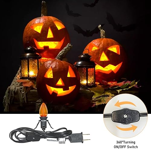 Miniatura 11 de 4 juegos de cable de accesorios C7 con una bombilla LED, cable blanco de 6 pies, con certificación UL, C7, luces LED de aldea de Navidad