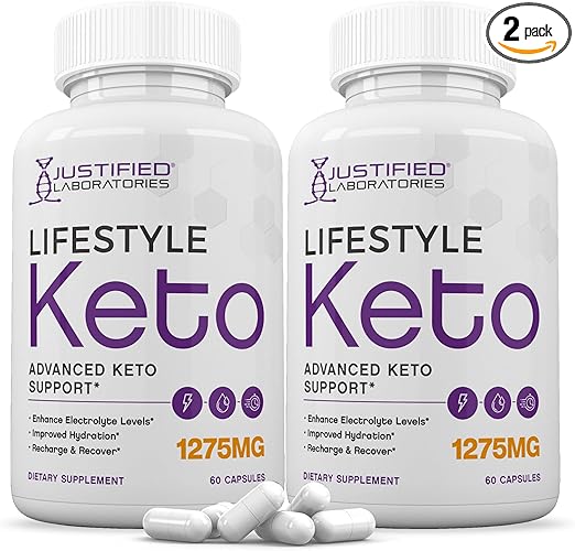 Justified Laboratories (2 Pack Lifestyle Keto Pills 1275MG New & Improved Formula Contains Apple Cider Vinegar Extra Virgin Olive Oil Powder Green Tea Leaf 120 Capsules