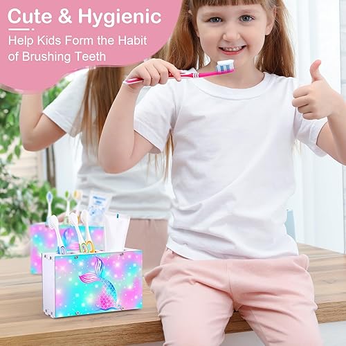 Miniatura 3 de Soporte para cepillos de dientes para niños para baño, organizador de accesorios, 3 ranuras para cepillos de dientes y pasta de dientes, soporte