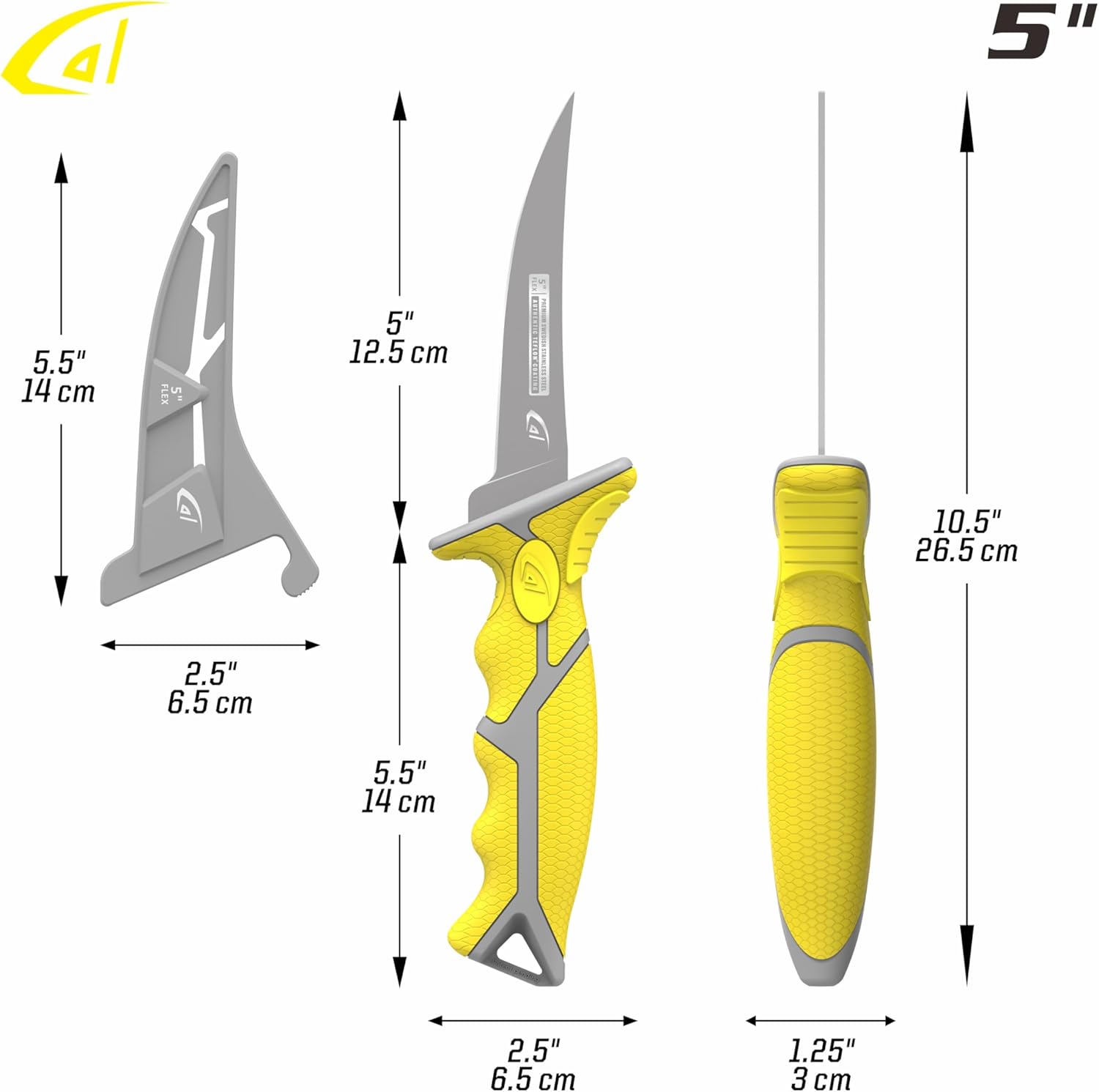 danco 5" Flex Fillet Knife Karl and 7" Flex Fillet Knife Karl Bundle – Swedish Steel Blades, Non-Stick Coating, Fishing Knives for Saltwater, Freshwater, Camping, or Kitchen Use