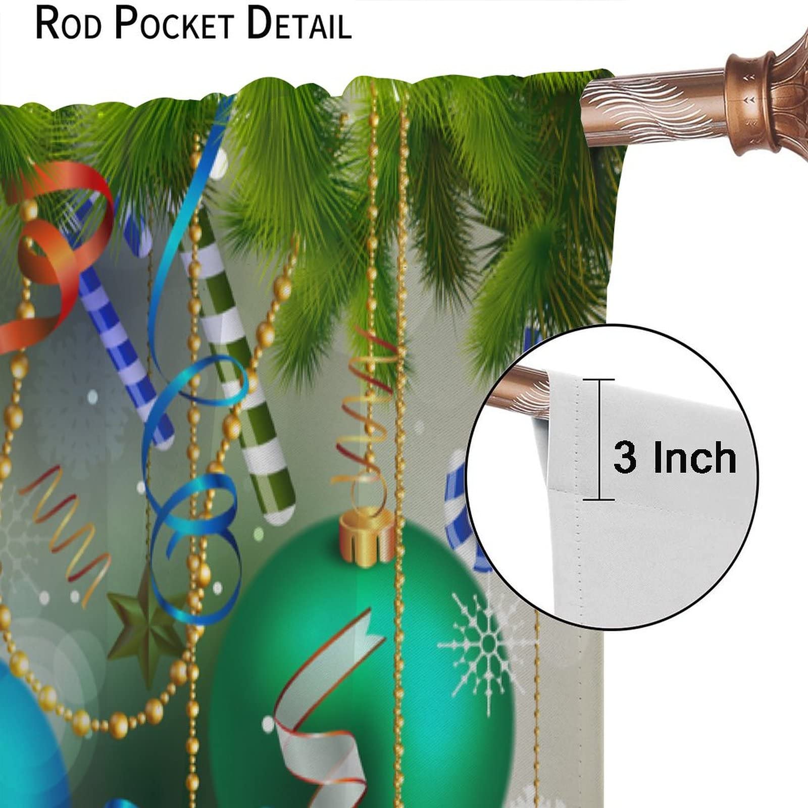 Weihnachtsvorhänge – 2 Stück, Je 66x213 Cm, Mit Tannen- & Kugelmotiv Für Fensterdekoration