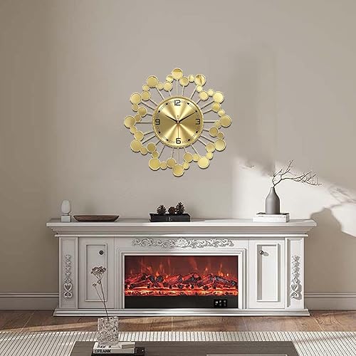 Miniatura 18 de Reloj de pared grande de 39 pulgadas, estilo nórdico naranja moderno, funciona con pilas, reloj decorativo de metal silencioso para sala de estar