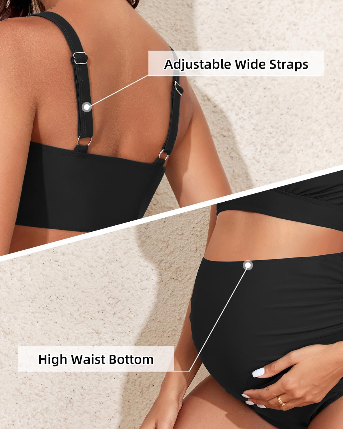 Century Star Maternity Swimsuit Bikini Set High Waisted Pregnancy Bathing Suits V Neck Push Up Two Piece Swimwear