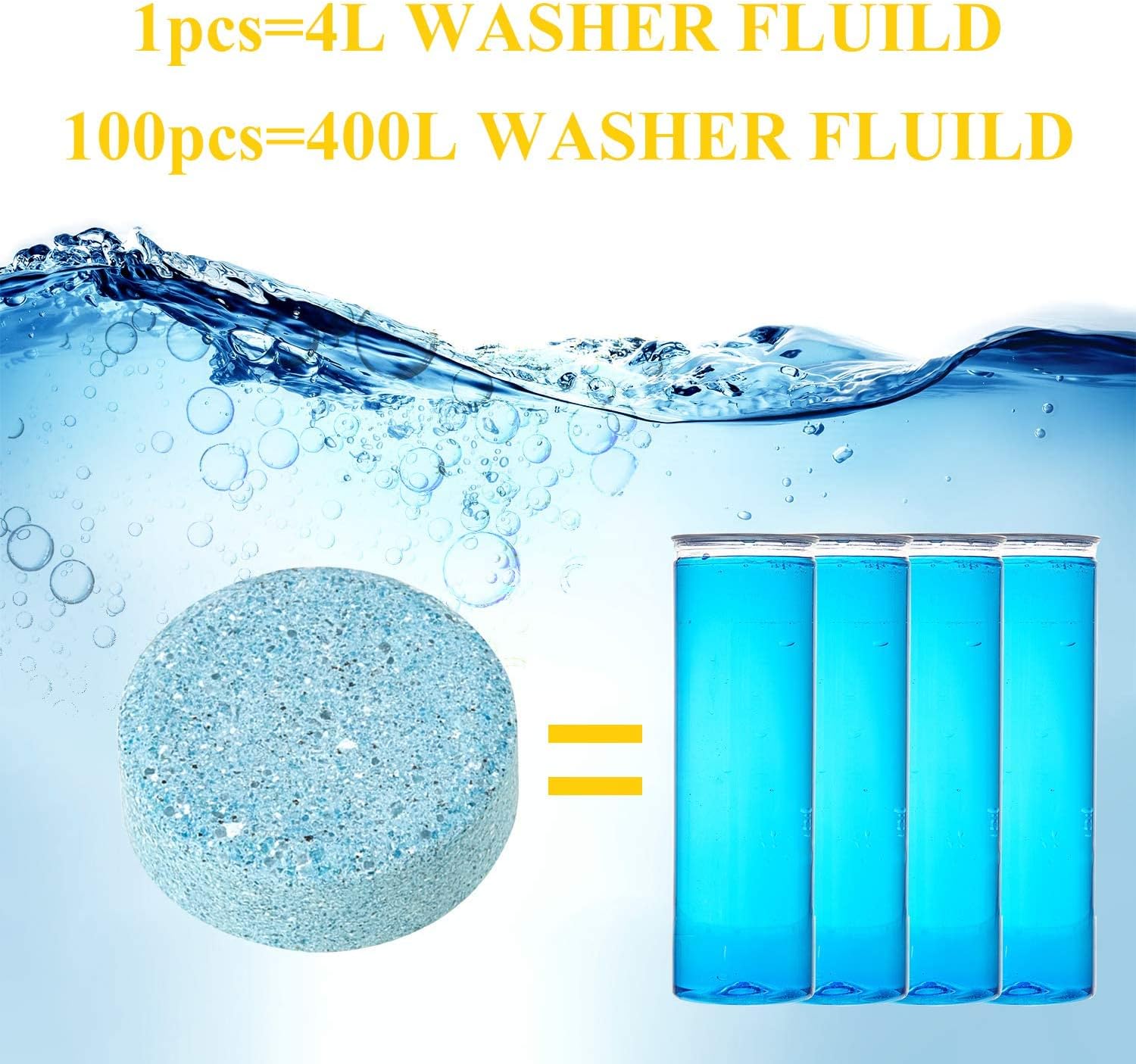 Boao 100 Pieces Car Windshield Glass Concentrated Washer Tablets Solid Car Effervescent Tablets Glass Solid Wiper Cleaning Tablets for Car Kitchen Window