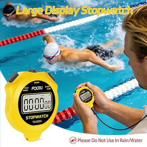 Miniatura 5 de FCXJTU Digital Simple Stopwatch Timer, No Bells, No Alarm, Simple Basic Operation, Silent, Clear Display, ON/Off, Large Display for Swimming Running