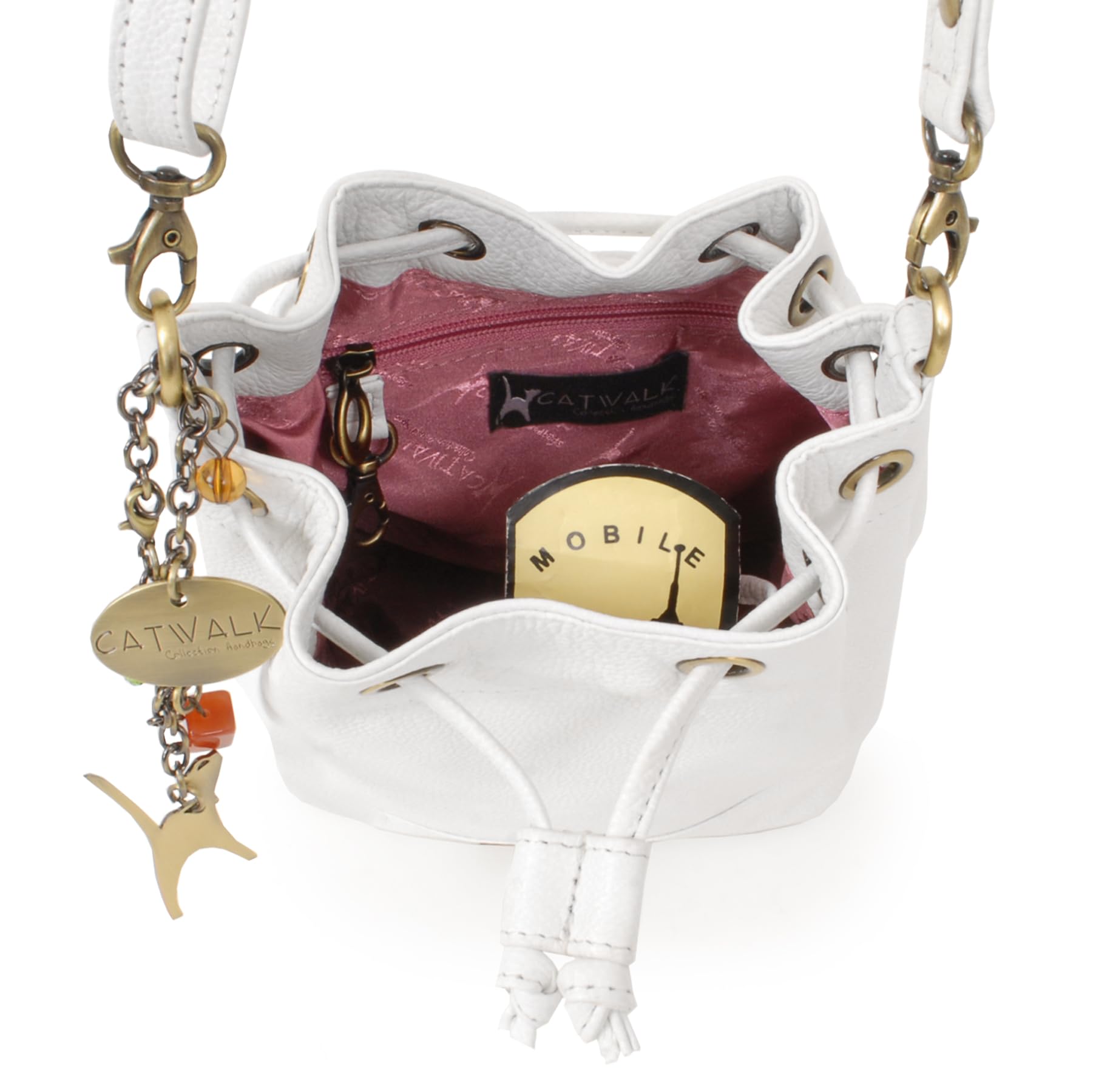 Catwalk Collection Handbags - Borsa a Tracolla con Coulisse in Pelle - Borsa a Secchiello da Donna - Rochelle