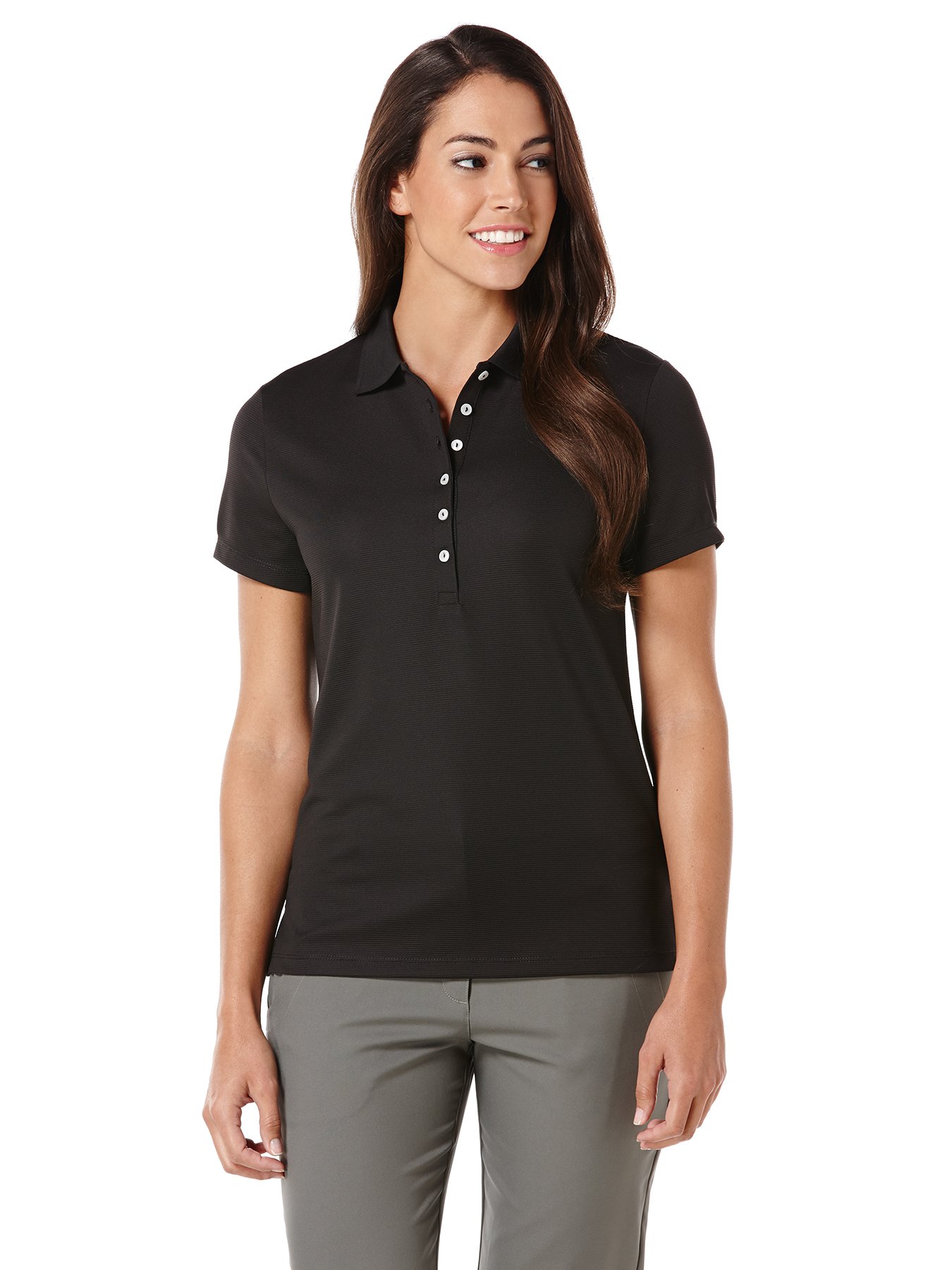 Callaway Women's Short Sleeve Ottoman Performance Golf Polo with Sun Protection (Size Small-3x Black