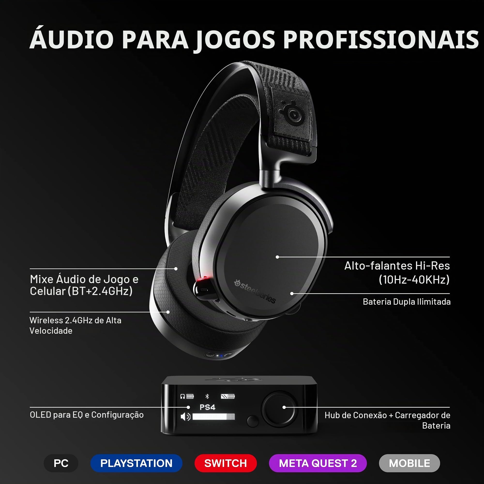 SteelSeries 61473 ARCTIS PRO Headset Gamer Sem Fio | Amazon.com.br