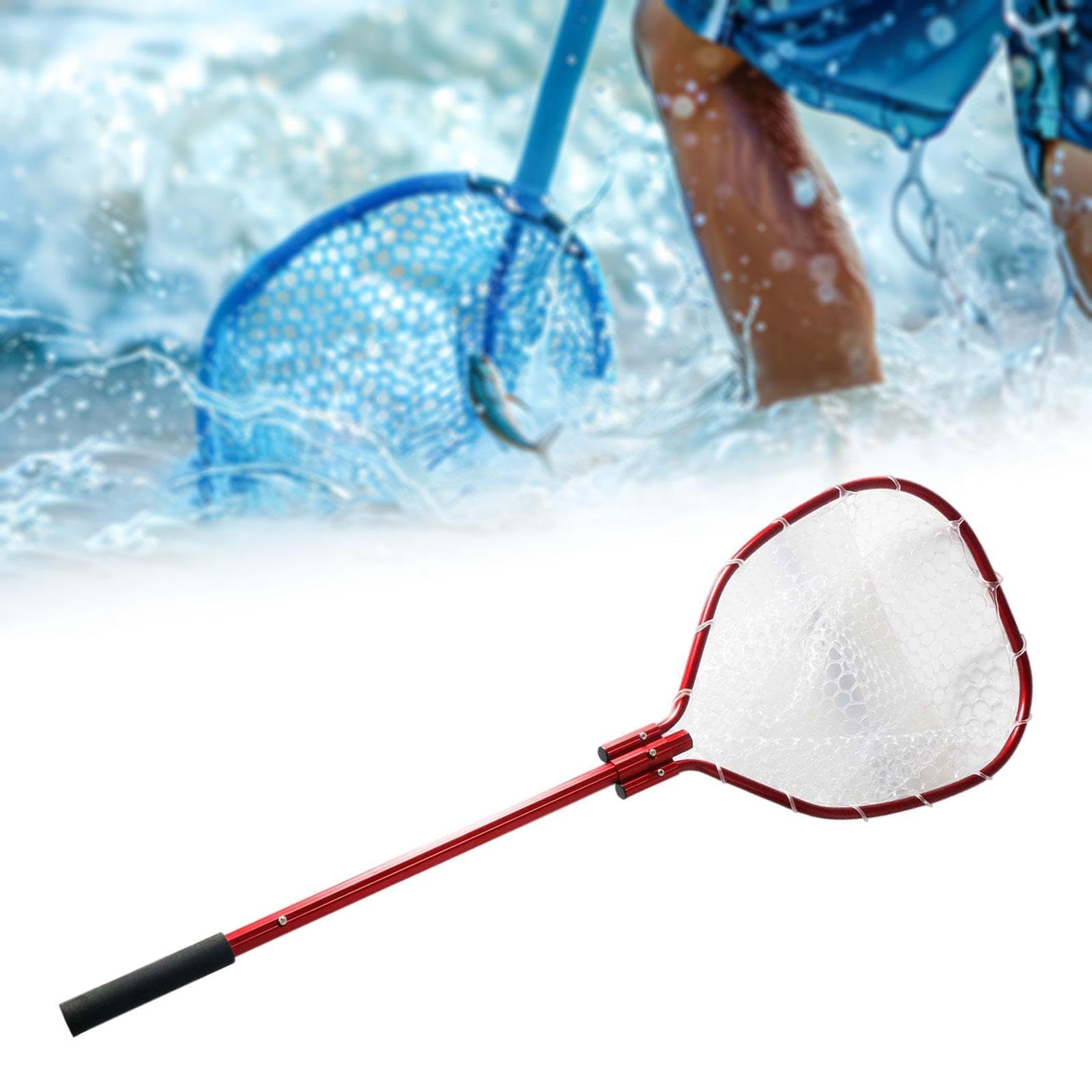 Almencla Outil de Pêche : épuisette pour Enfants et Adultes, Manche Pliable, épuisette pour La Pêche avec Remise à L’Eau, Filet pour Silures et Perches.