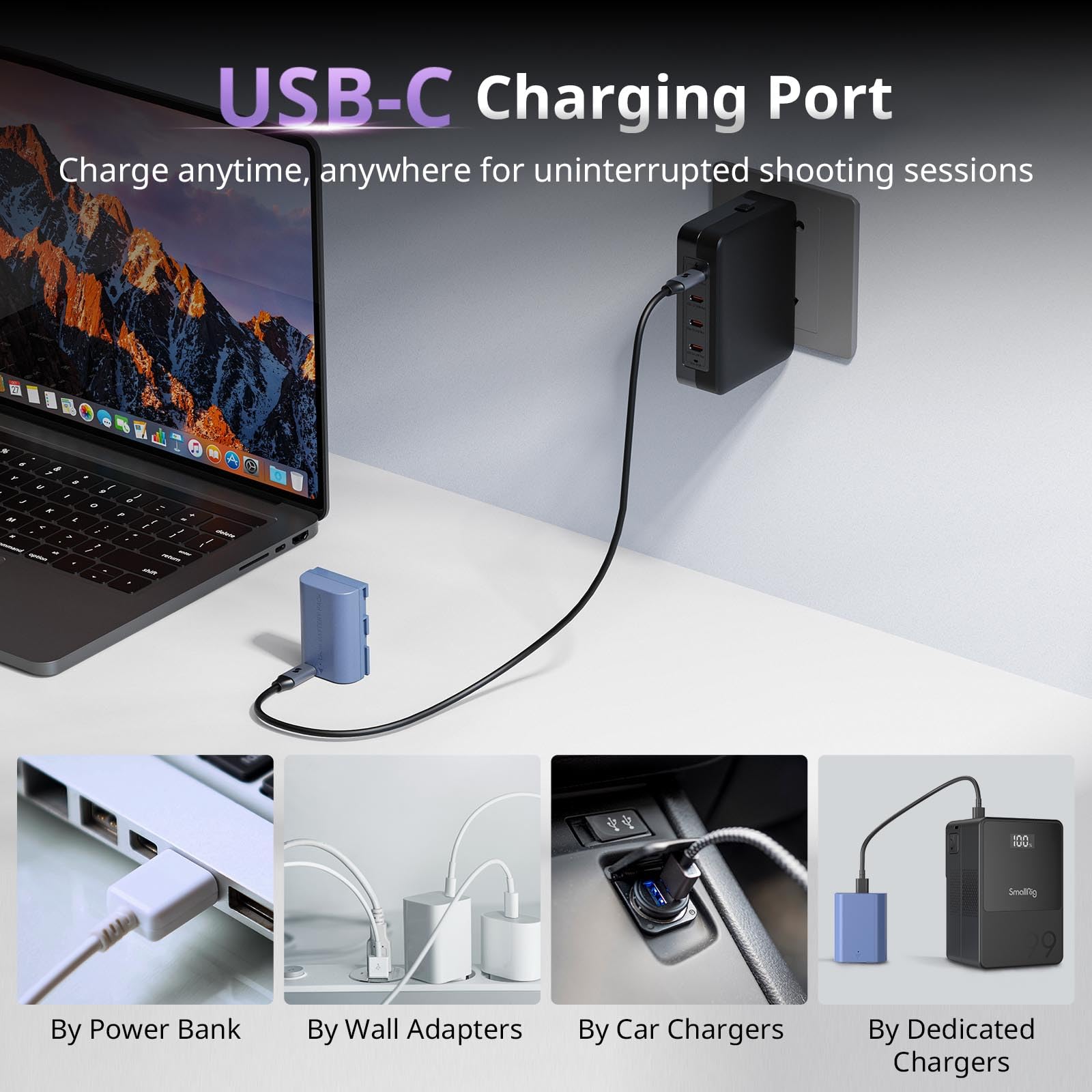 SMALLRIG LP-E6P Batterie, 2520 mAh Batterie USB-C de Remplacement pour Canon EOS R5 Mark II, R6 Mark II R5, R6, R7, 5D Mark II, 5D Mark IV, 60D, 70D, 80D, 90D, Charge Rapide complète en 2,5 h - 5406