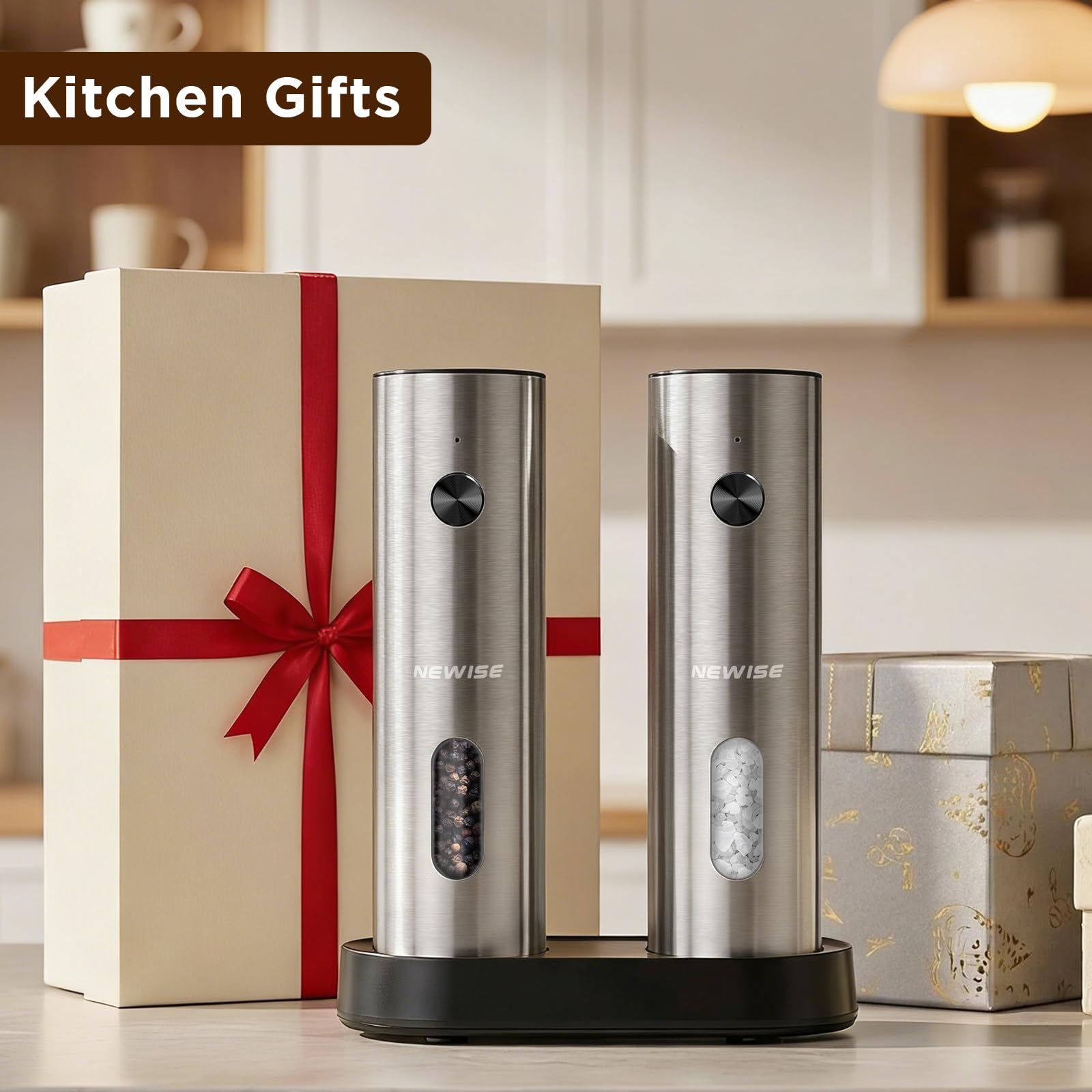 Newise Electric Salt & Pepper Grinder Set -8 Newise Electric Salt & Pepper Grinder Set -8