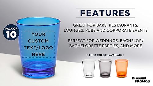Miniatura 2 de Vasos de chupito de plástico translúcidos personalizados de 1.5 onzas, juego de 50, paquete personalizado a granel, acrílico, ideal para bodas,