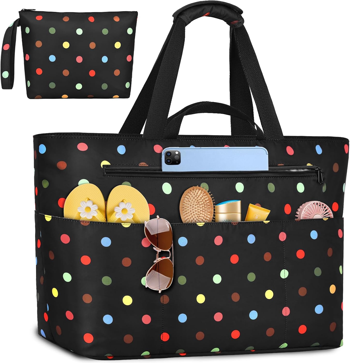 Extra Large Beach Bags for Women, Waterproof Beach Tote Bag with Zipper and Wet Pocket, Foldable Swim Pool Bag