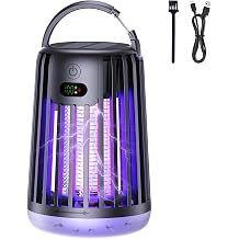 Rechargeable Solar Mosquito Killer Lamp, Portable Electric Outdoor Bug Zapper, Purple Light for Patio, Camping & Garden Black