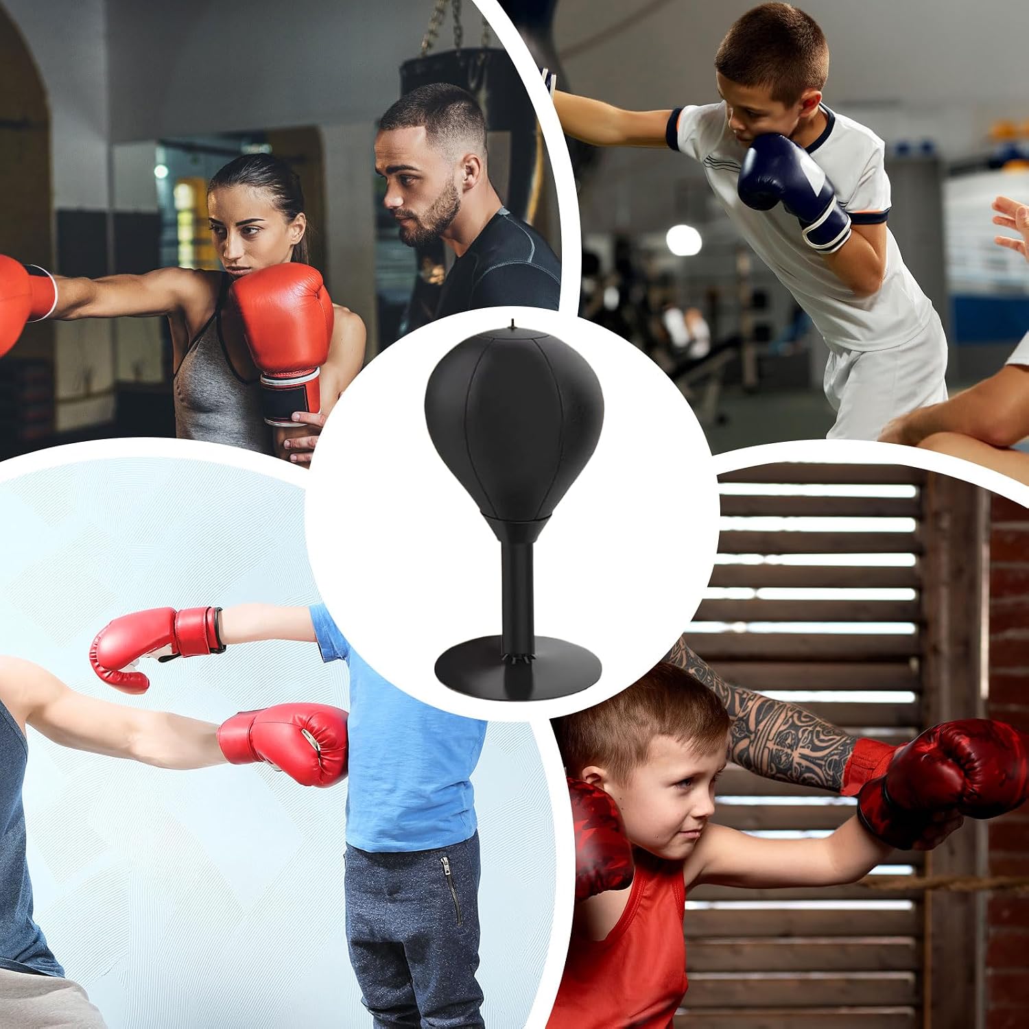 Desktop Punching Bag- PU 17.7x40cm Suction Cup Cool Stuff | Mini Desktop Punching Stress Reliever,Speed Balls,for Women Men Home Gym Workplace Playroom School Wall