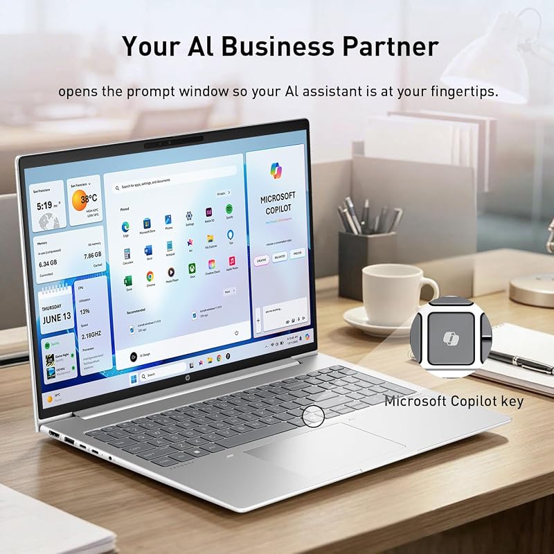 HP ProBook G11 Business AI Laptop, Intel Core Ultra 7 155U, 16" WUXGA 16:10 Anti-Glare Screen, 32GB DDR5, 2TB SSD, Spill-Resistant Backlit Keyboard, Wi-Fi 6, Fingerprint Reader, Win 11 Pro image 4