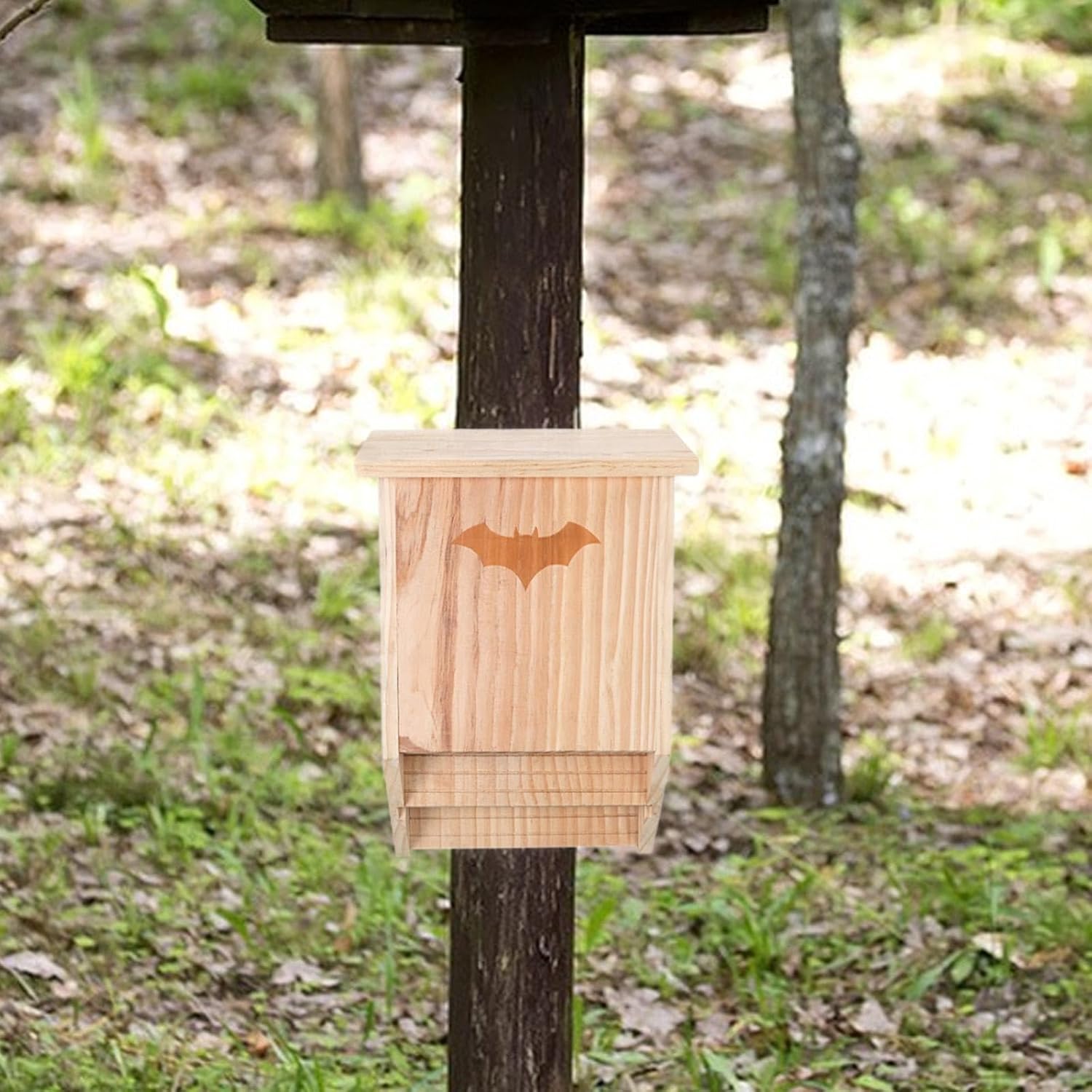 Wooden Bats House Bats Box Stable Decoration Portable Easy to Install Tree Hanging Shelter for Park Land and Roost Courtyard