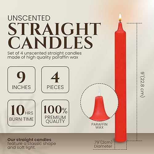 Miniatura 131 de Axiom Candles Velas altas sin goteo de 10 pulgadas sin perfume y sin humo, 9 horas de tiempo de combustión, velas cónicas para el hogar, cenas