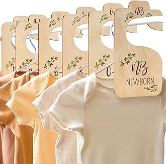 Beautiful Wooden Baby Closet Dividers for Clothes - Double-Sided Organizer from Newborn to 24 Months - Adorable Nursery Decor Hanger Dividers Easily Organize Your Little Baby Girls or Boys Room
