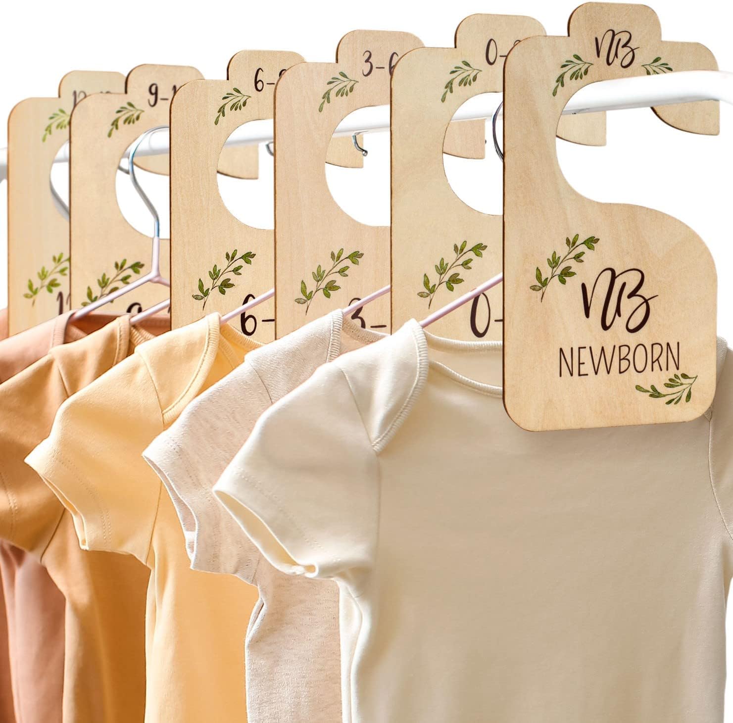 Beautiful Wooden Baby Closet Dividers for Clothes - Double-Sided Organizer from Newborn to 24 Months - Adorable Nursery Decor Hanger Dividers Easily Organize Your Little Baby Girls or Boys Room