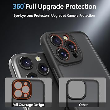 EUMADOVE iPhone 15 pro max用 ケース 半透明マット携帯電話カバー、10フィート軍用グレードの落下保護スリムで耐久性のある耐衝撃保護バンパーブラック、iPhone 15 Pro max