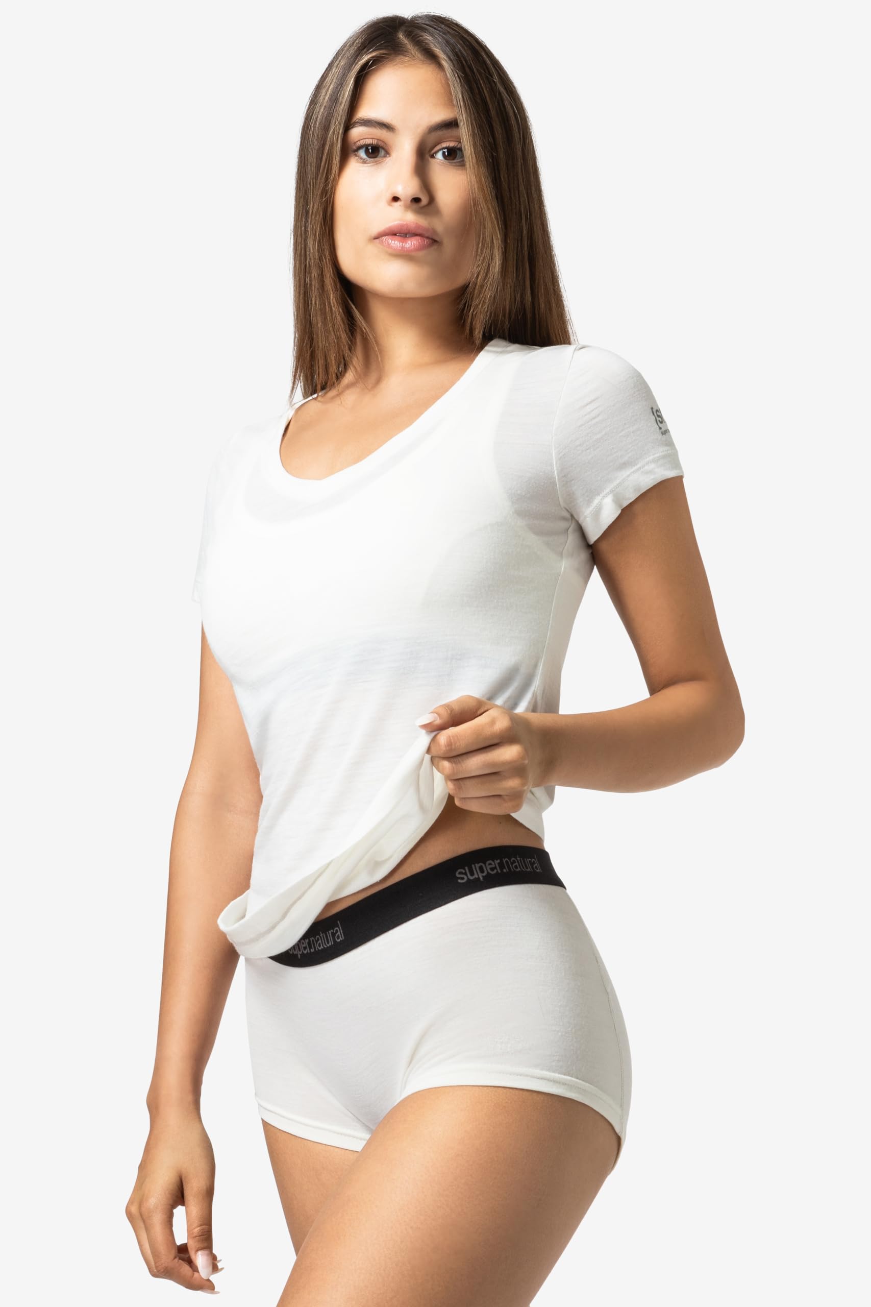 super.natural W SIERRA140 V Neck Merino Shirt Damen - Geruchs- und feuchtigkeitsabweisendes T-Shirt mit V-Ausschnitt, Sommer Funktionswäsche für Sport & Alltag