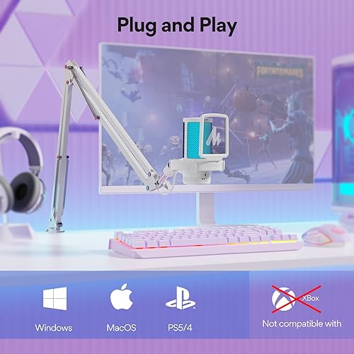 Miniatura 6 de Micrófono USB para juegos MAONO con cancelación de ruido, micrófono para computadora PC con brazo articulado, luz RGB, silencio, ganancia, micrófono